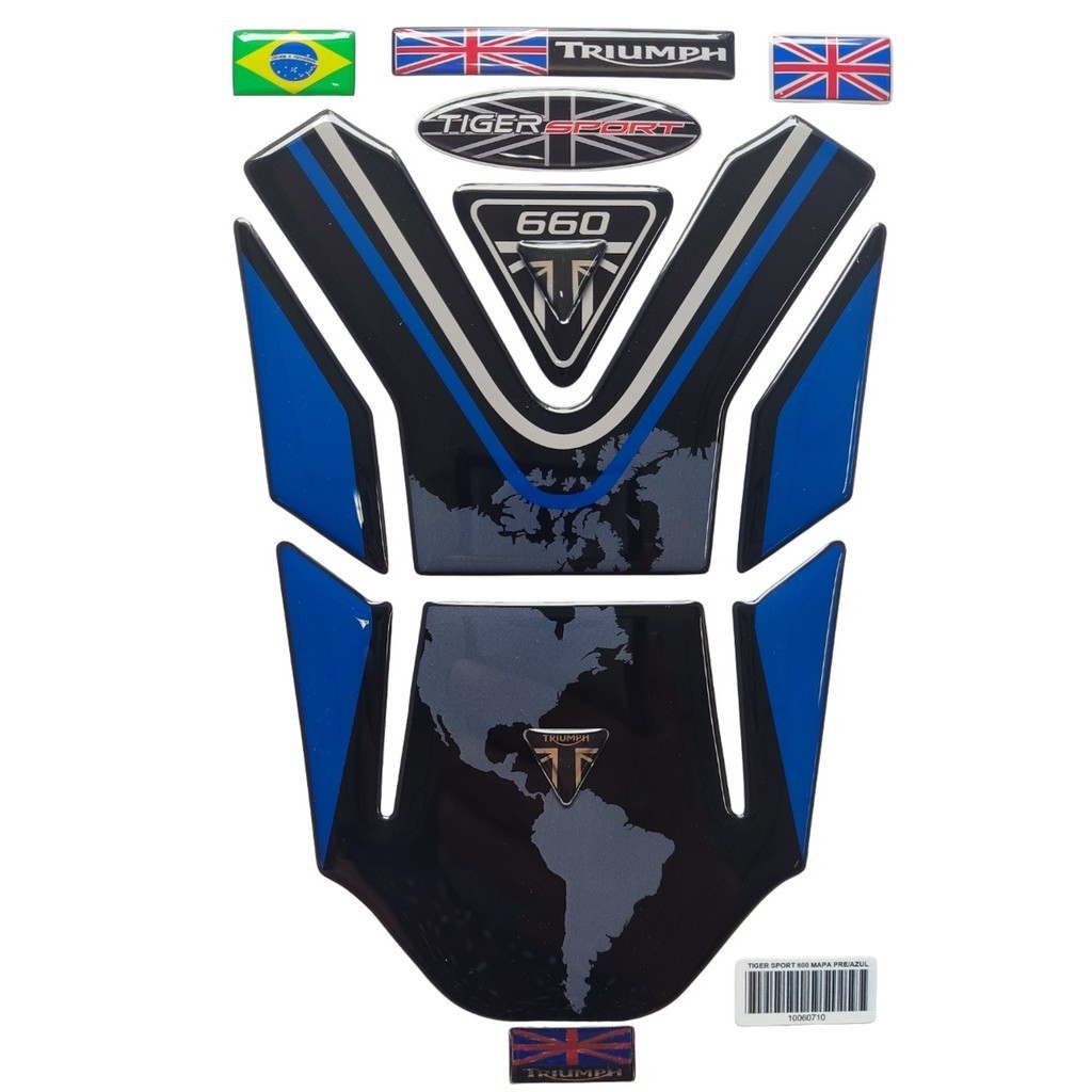 Adesivo Resinado Tanque Moto Triumph Tiger Sport 660 23 Preto/Azul