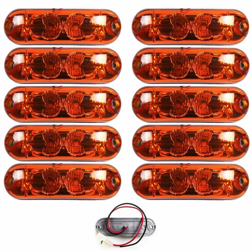 10 Lanterna Ônibus Caminhão Vigia Teto Cromada 2 LED 24 Volts AM