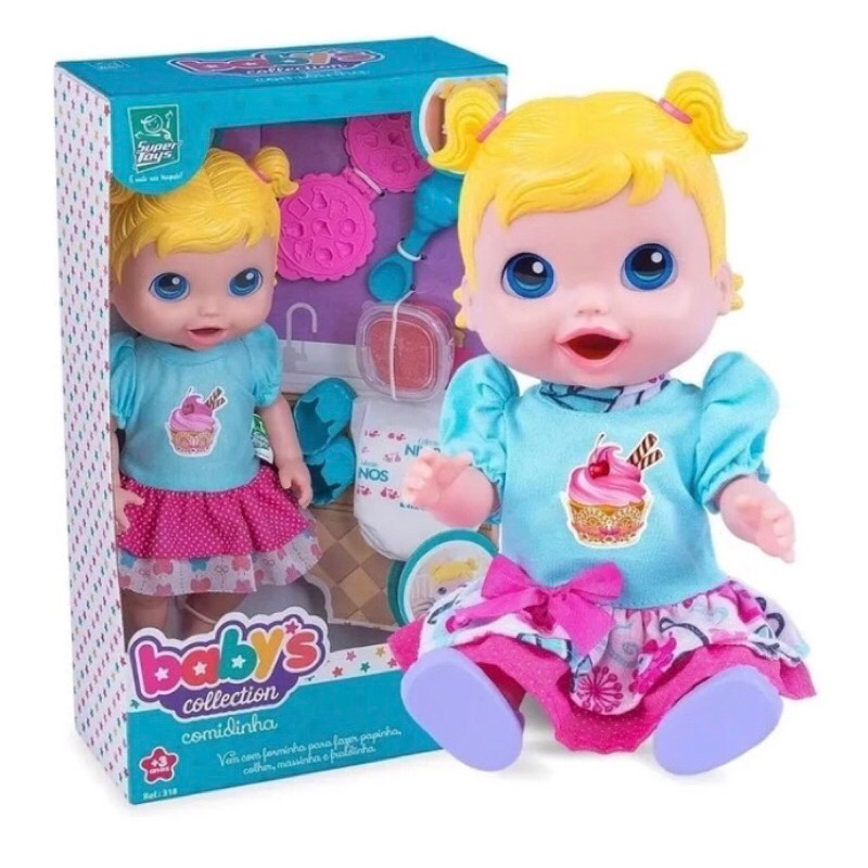 BONECA BABY COMIDINHA, COME E FAZ CAQUINHA
