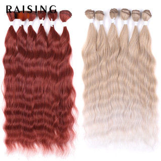 RAISING Loose Pacotes De Cabelos De Ondas De Água Profunda Extensões De Cabelo Sintéticas Ombre Loiros Rosa 6Pcs/Pack 20inch Frete Grátis em Oferta na Shopee