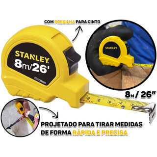 Trena Básica Com Freio Manual Fita Revestida 8 Metros Construção Marcenaria Profissional Stanley em Oferta na Shopee