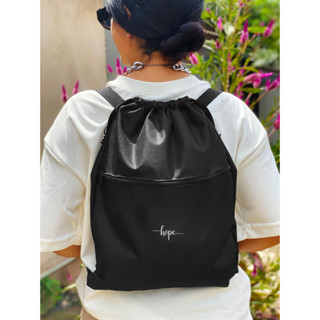 Mochila Saco Nylon HOPE Academia Esportiva Gym Bag Fitness Unissex Cordão Preto Sack Outline Nylon Resistente Sacochila