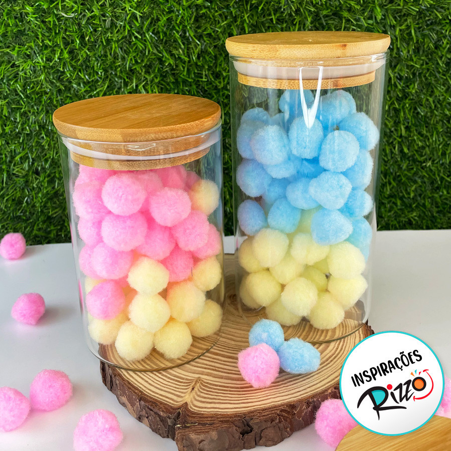 Pote de Vidro Hermético com Tampa de Bambu - 8x12cm - 450ml - 1 unidade - Rizzo