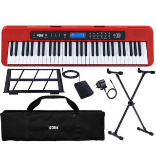 Kit Teclado Musical Kobe KB-300 5/8 61 Teclas com Sensibilidade com Pedal Sustain, Capa e Suporte