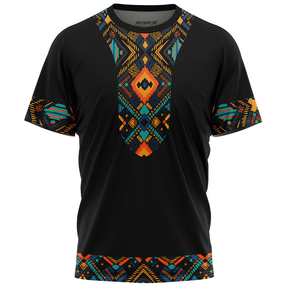 Camiseta Masculina Tribal Dashiki Étnica Native Conforto Premium Tecido Tecnológico Não Amassa