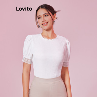 Lovito Blusa Elegante Com Gola Lisa E Babados Para Mulheres LBL08312