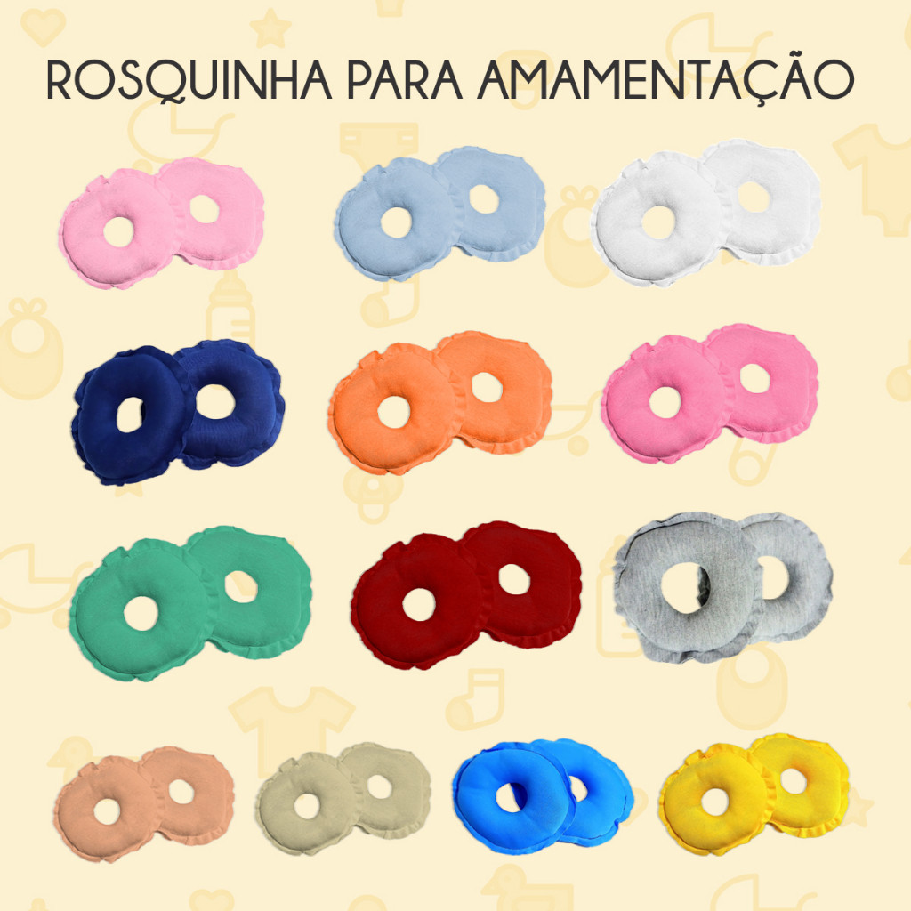 Rosquinhas de Amamentação Lavável e Macia com 2 unidades Protetores Cores Sortidas