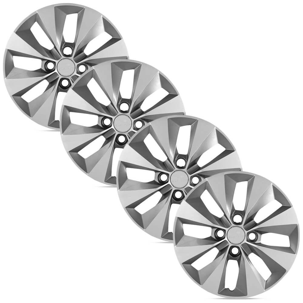 Jogo 4 Calota Esportiva Gol Voyage G5 G6 Prata Aro 14 Grid - Spare Parts and Accessories for Vehicles