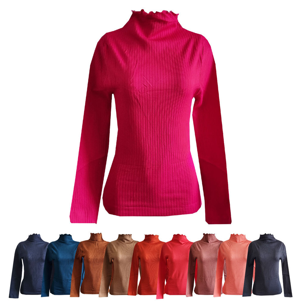 Blusa Feminina Segunda pele Canelada Peluciada Termica Gola alta com babadinho