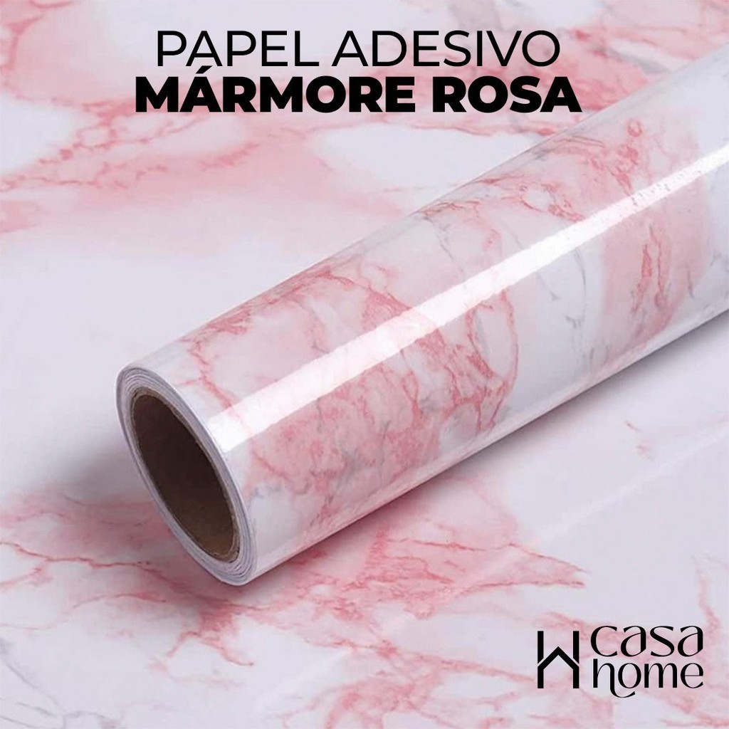 Papel de Parede Mármore Rose Premium 5m x 45cm Decorativo Autoadesivo