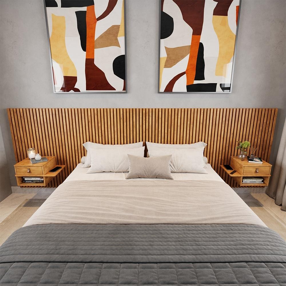 Cabeceira King Ripada Quarto Manila 2 Mesas com Gaveta em Oferta na Shopee