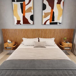 Cabeceira King Ripada Quarto Manila 2 Mesas com Gaveta