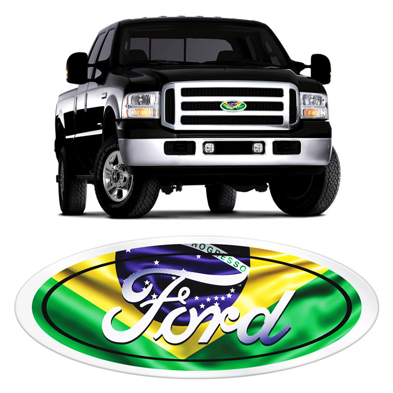 Adesivo Ford Oval Grade F-250 Bandeira Brasil Cromado Genérico