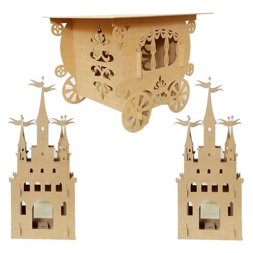 Kit Mdf Cru Mesa Carruagem Cubos Castelo