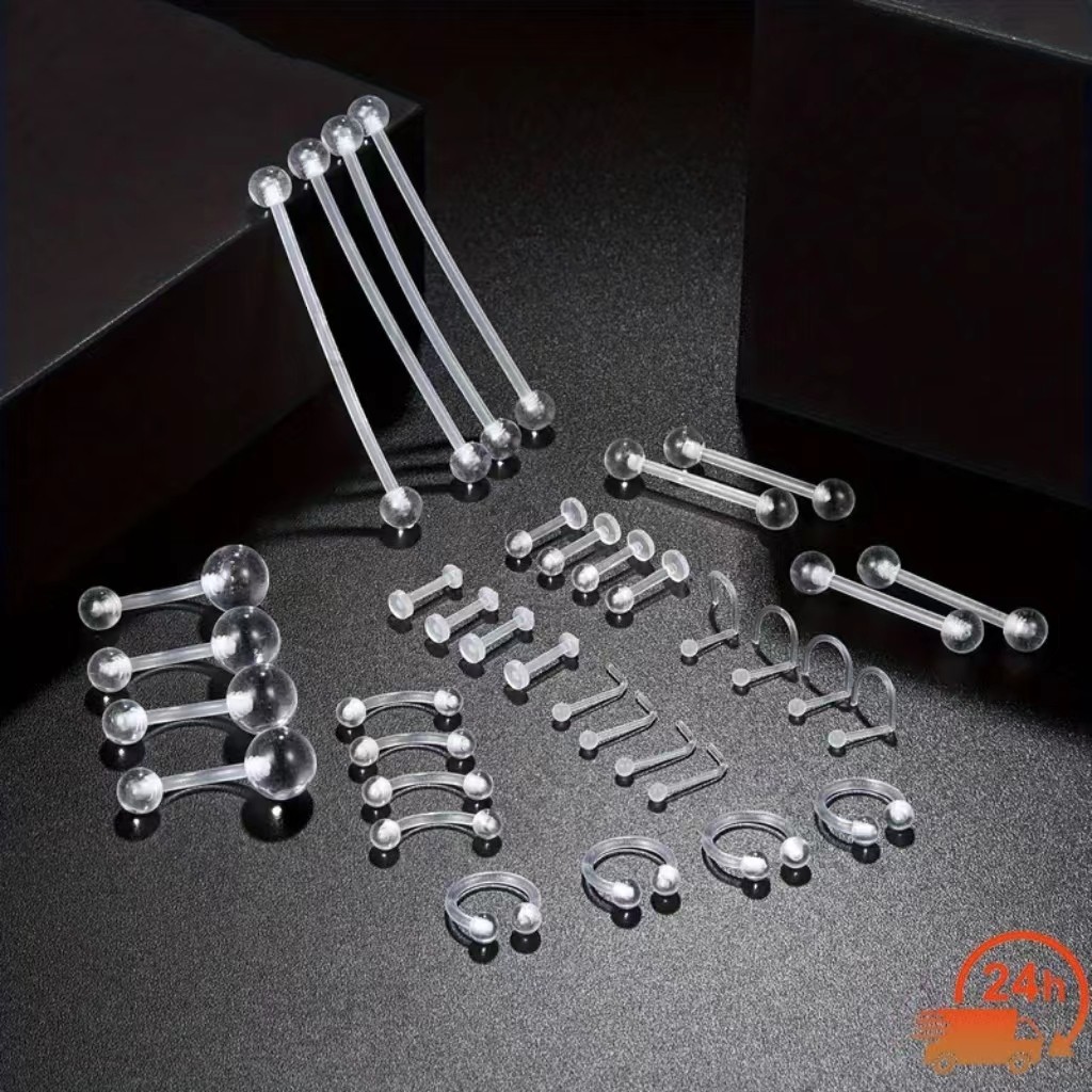 Kit com 30 Peças de Piercings Retentores Industriais em Plástico: Versatilidade para Diversos Estilos de Piercing em Oferta na Shopee