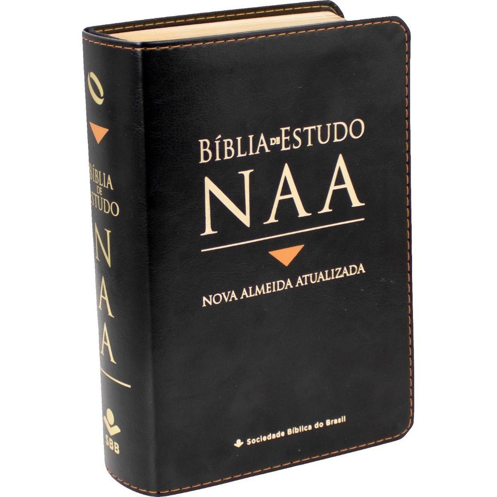 Bíblia de Estudo NAA | Média | Nova Almeida Atualizada | Capa Luxo Preta | Editora SBB