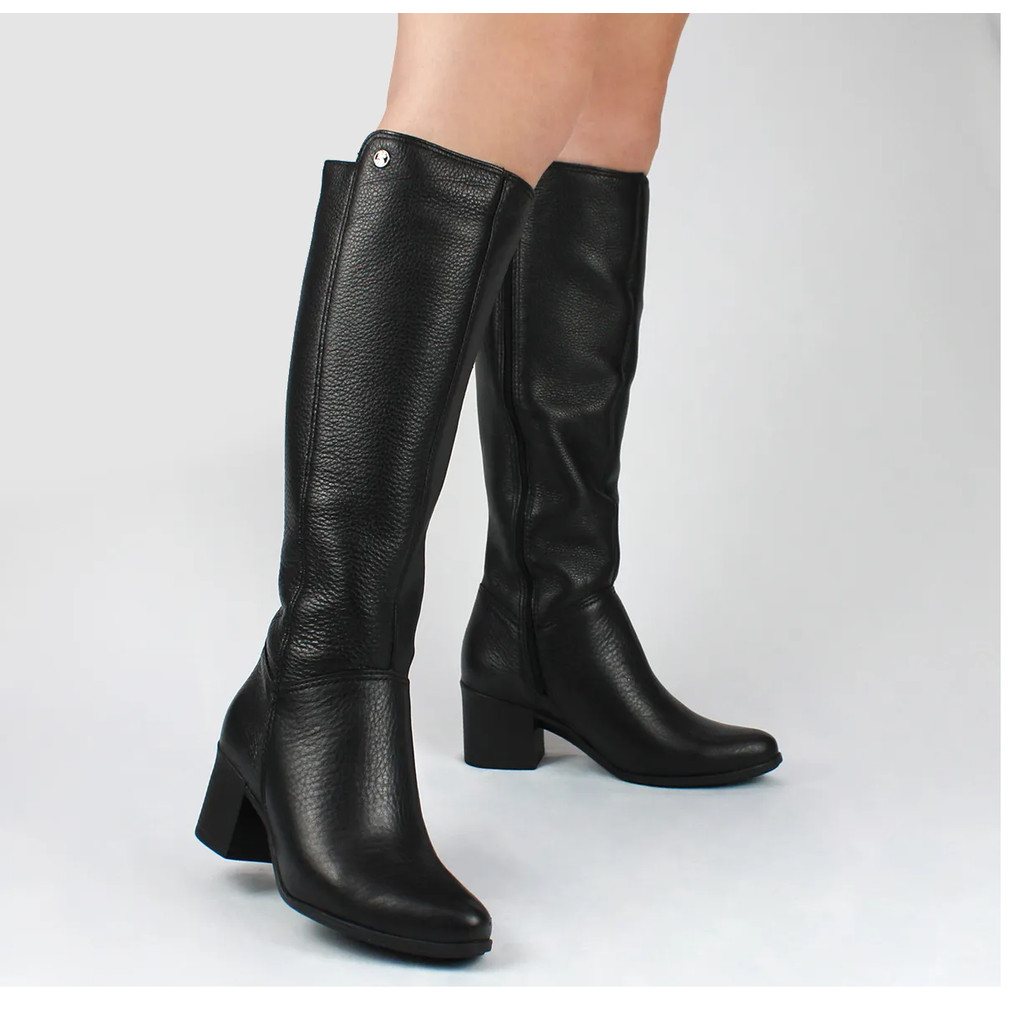 Bota Cano Longo Bottero Couro Legitimo Ziper Ultraconforto Feminina Salto Medio Dia A Dia ...