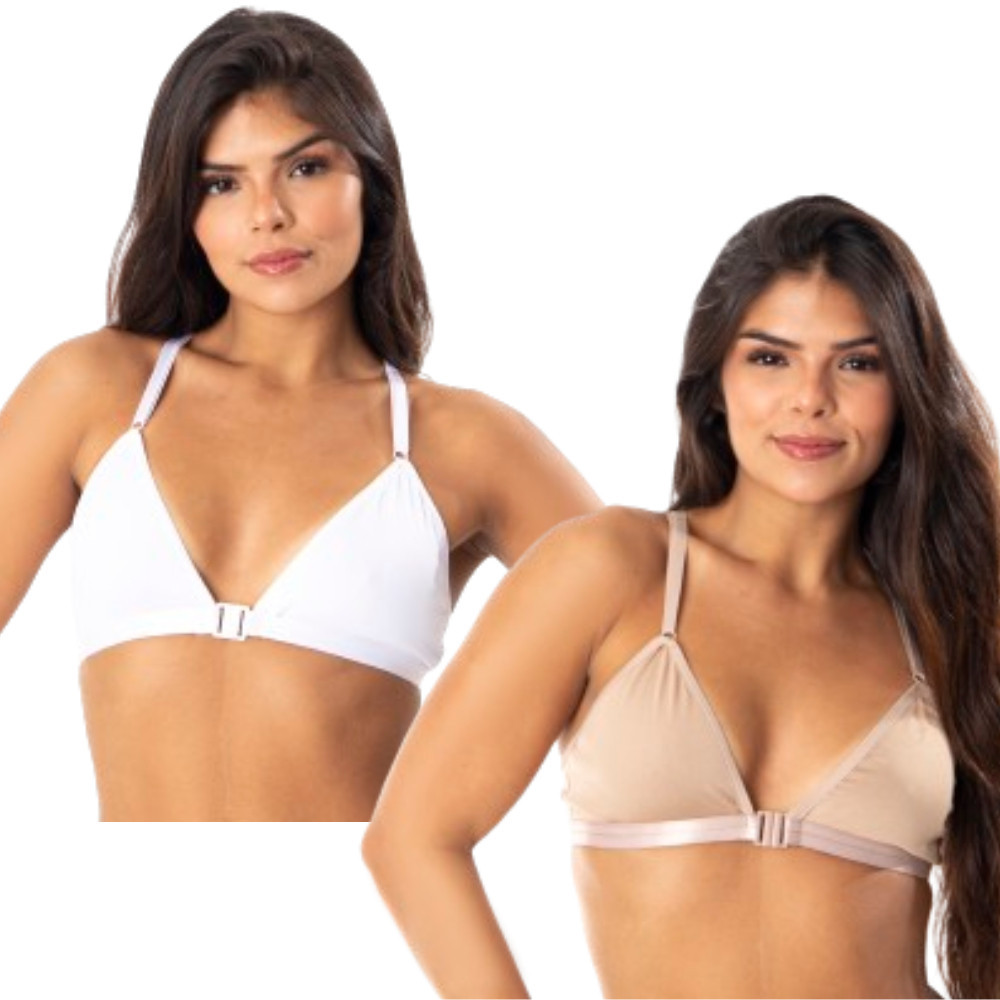 Kit 2 Sutiã Nadador Abertura Frontal Sem Bojo Confortável Alça Regulável Em Microfibra promoção em Oferta na Shopee