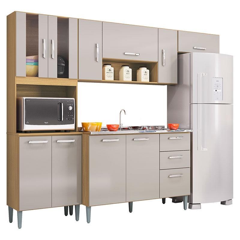 Cozinha com Balcão de Pia Lavínia Damasco Off White - Poquema em Oferta na Shopee