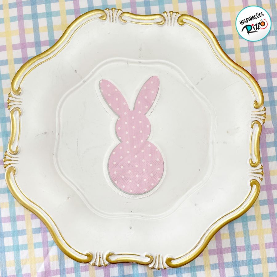 Guardanapo de Páscoa - Coelho Rosa - 16x32cm - 10 unidades - Rizzo em Oferta na Shopee