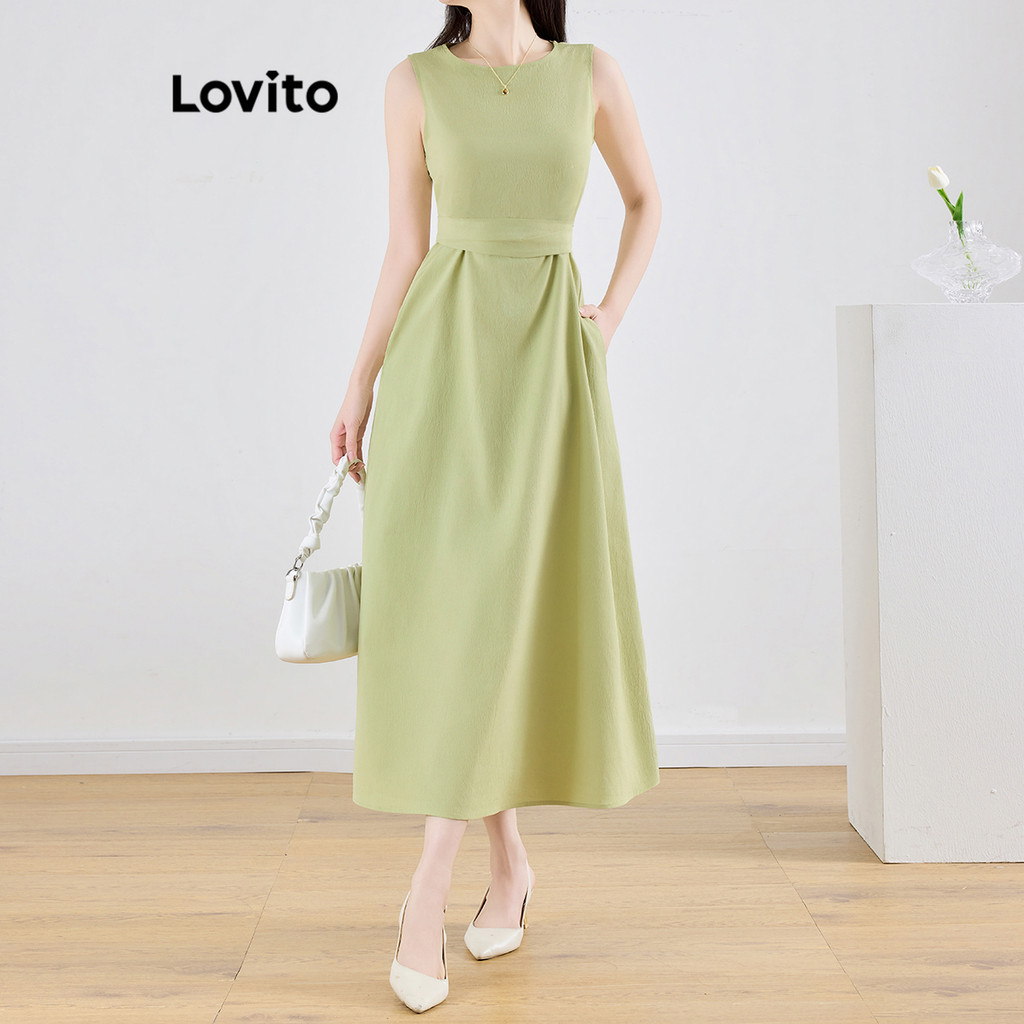 Lovito Vestido casual simples com cadarço para mulheres L120ED203 - Women Clothes