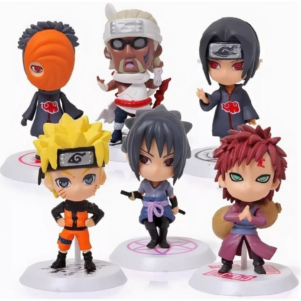 Action Figure Boneco Miniatura Colecionáveis Personagens do Anime Naruto - Sasuke Gaara Killer Bee Tobi Obito
