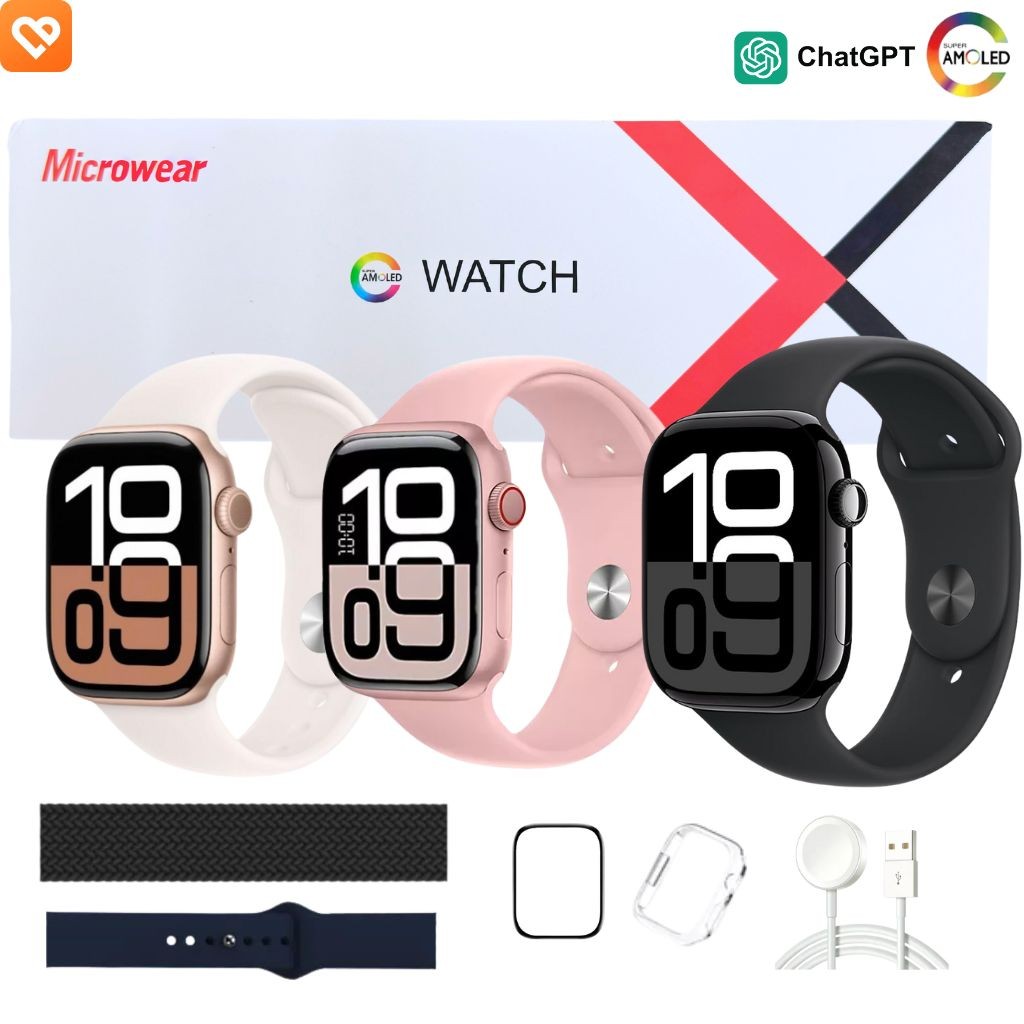 Smartwatch 2025 W10 Pro 46mm Chat Gpt Série 10 Microwear Lançamento 2025 Original