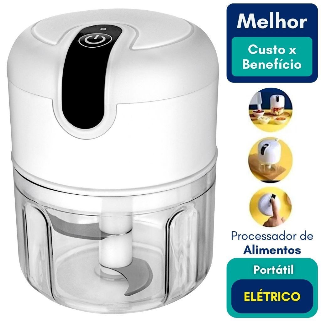 Mini Processador de Alimentos Moedor Triturador Alho Cebola Portátil Sem Fio Recarregável 250ML
