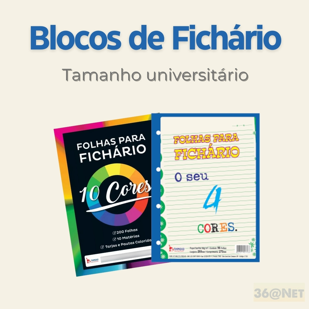 FOLHAS DE FICHARIO UNIVERSITARIO 4 E 10 CORES TAMOIO em Oferta na Shopee