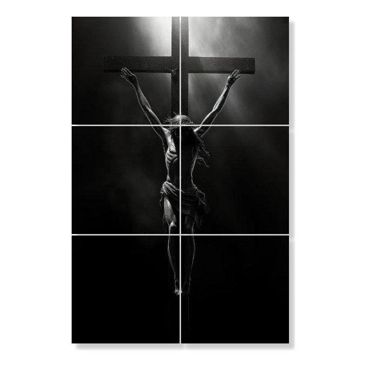 Kit Quadros Jesus Crucificado 2 Em Azulejo 60x40cm