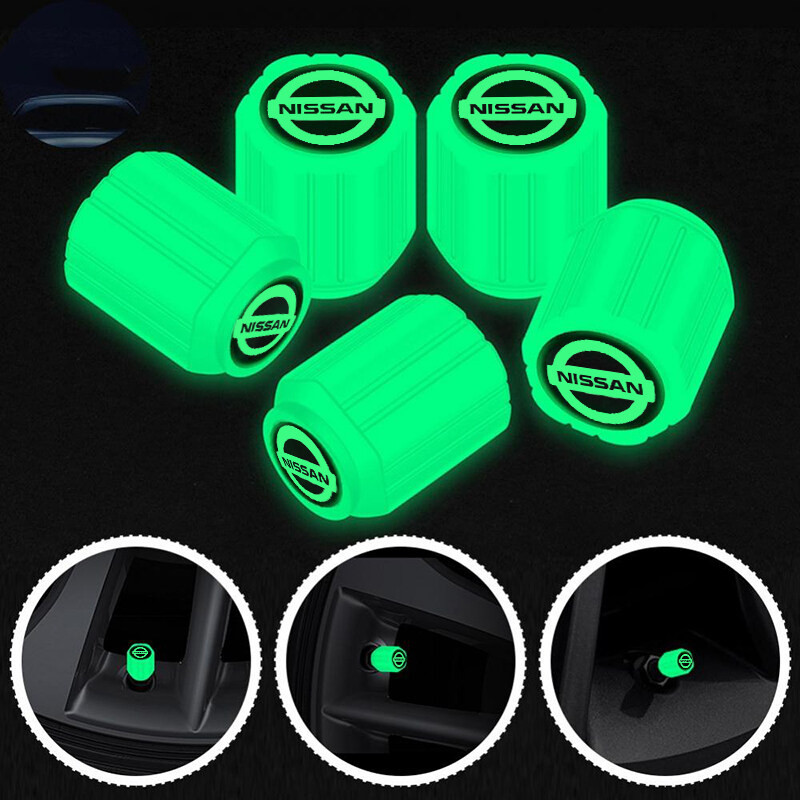 4pcs Nissan Luminous Universal Carro Luminoso Tampas De Válvulas Para Pneus Almera Sentra n16 Serena Grand Livina Navara Teana Xtrail Sylphy Acessórios Carros De Bicicleta