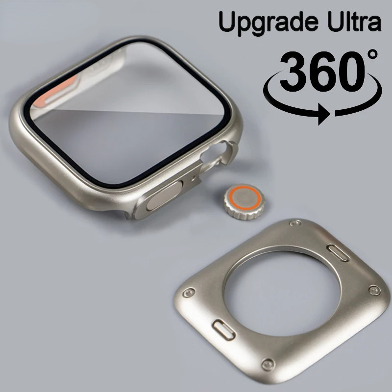 Mudança Para Ultra Caixa De Cobertura Completa Protetor De Tela De Vidro Temperado Compatível Relógio Apple 45mm 44mm 40MM 41MM IWatch Série 9 8 7 6 SE 5 4 em Oferta na Shopee