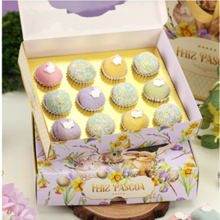 10 Caixas P/ 20 Doces de Páscoa Com Visor FLORESCER 3731 ( PASCOA JANGO 2024 )