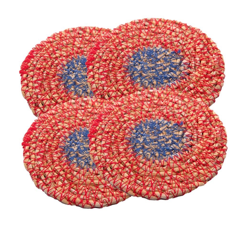 4 Porta Copos Wolff de Fibra Natural Colorido 10cm - Home & Living