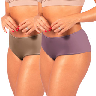 Kit 2 Calcinhas Calça Alta Em Microfibra Esbelt