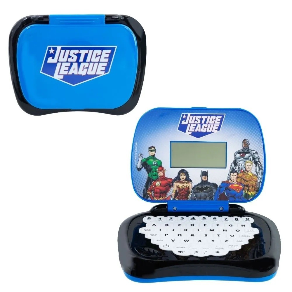 Notebook Liga Da Justiça De Brinquedo Laptop Infantil Bilingue