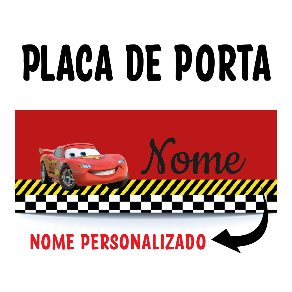 Enfeite De Porta Relâmpago McQueen Disney Carros Decoração Infantil Com Nome Para o Enxoval em Oferta na Shopee