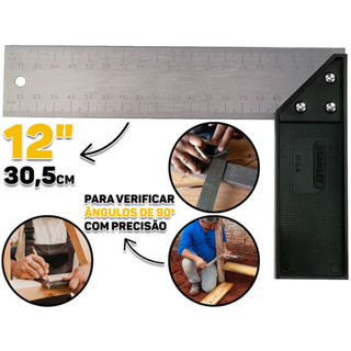 Esquadro Metal Reforçado Multiuso Profissional Marceneiro Carpinteiro 12 Polegadas Stanley em Oferta na Shopee