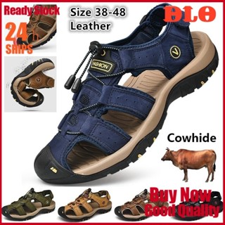 Sandália De Couro Genuíno Masculino Tamanho Plus Para Praia/Verão 38-48