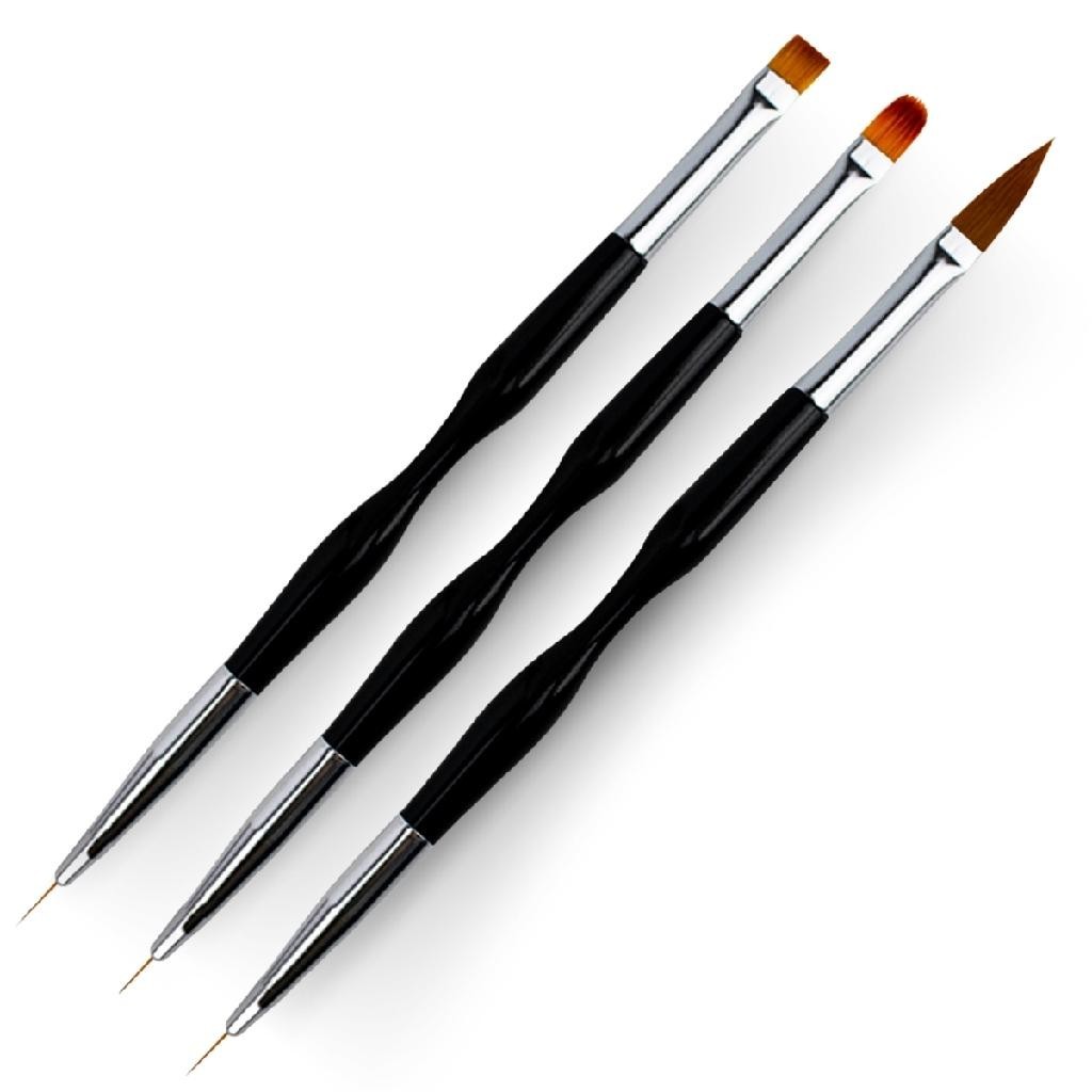 Kit 3 Pincéis 2 Pontas Unhas Gel Acrigel Decoração Manicure Alongamento Nail Art Unhas Decoradas em Oferta na Shopee