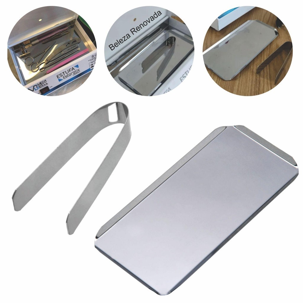 Kit Pinça Bandeja Inox Estufa Esterilizador Alicate Cutícula - Beauty