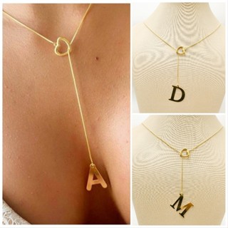 Colar Feminino Gravatinha de Letra Inicial Folheado a Ouro e Prata925 em Oferta na Shopee