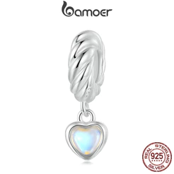 Bamoer 925 Sterling Sliver Charme Dinâmico De Fita De Silicone Para Pulseira Acessórios