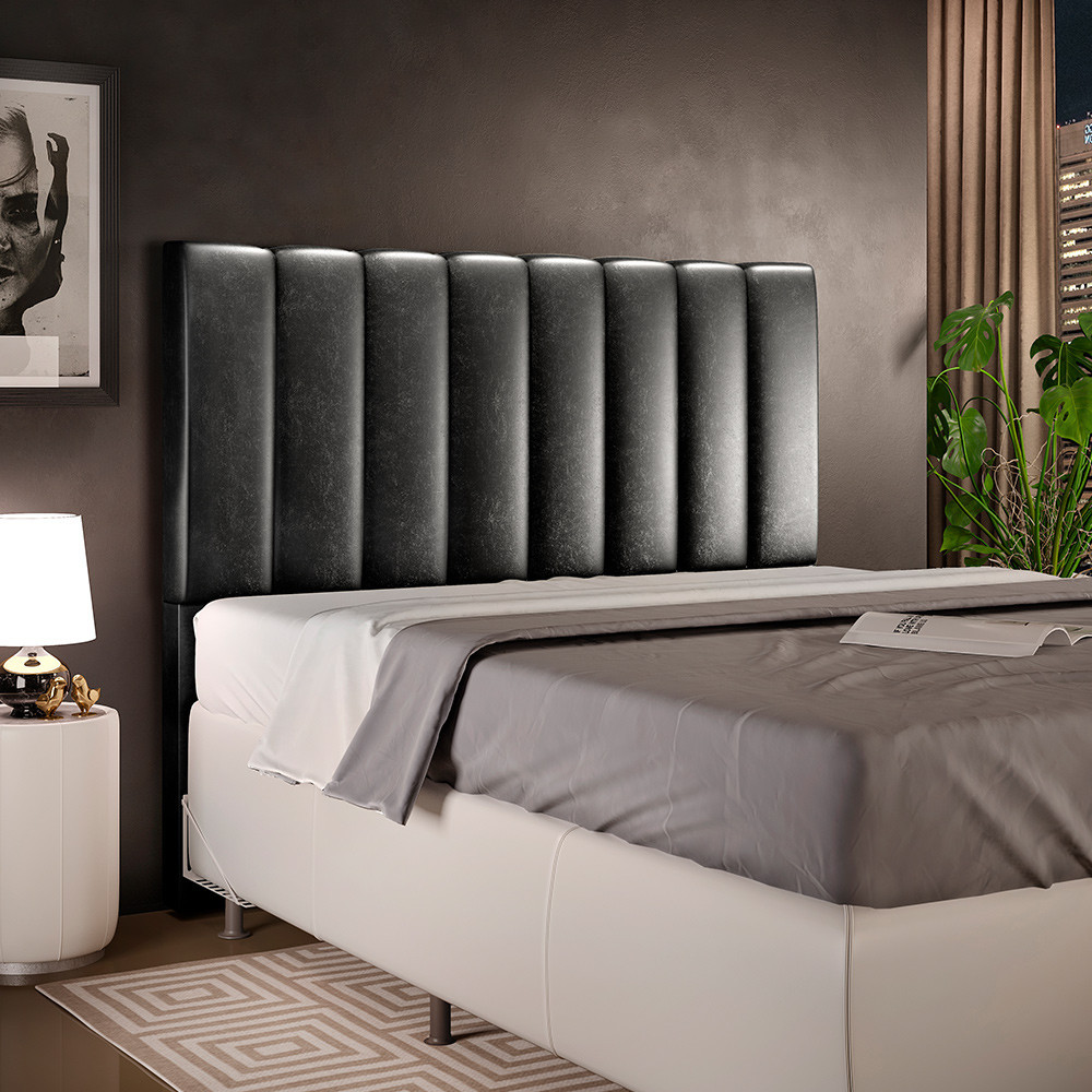 Cabeceira Cama Box Casal 140 cm Dália W01 Couríssimo Preto - Lyam Decor em Oferta na Shopee