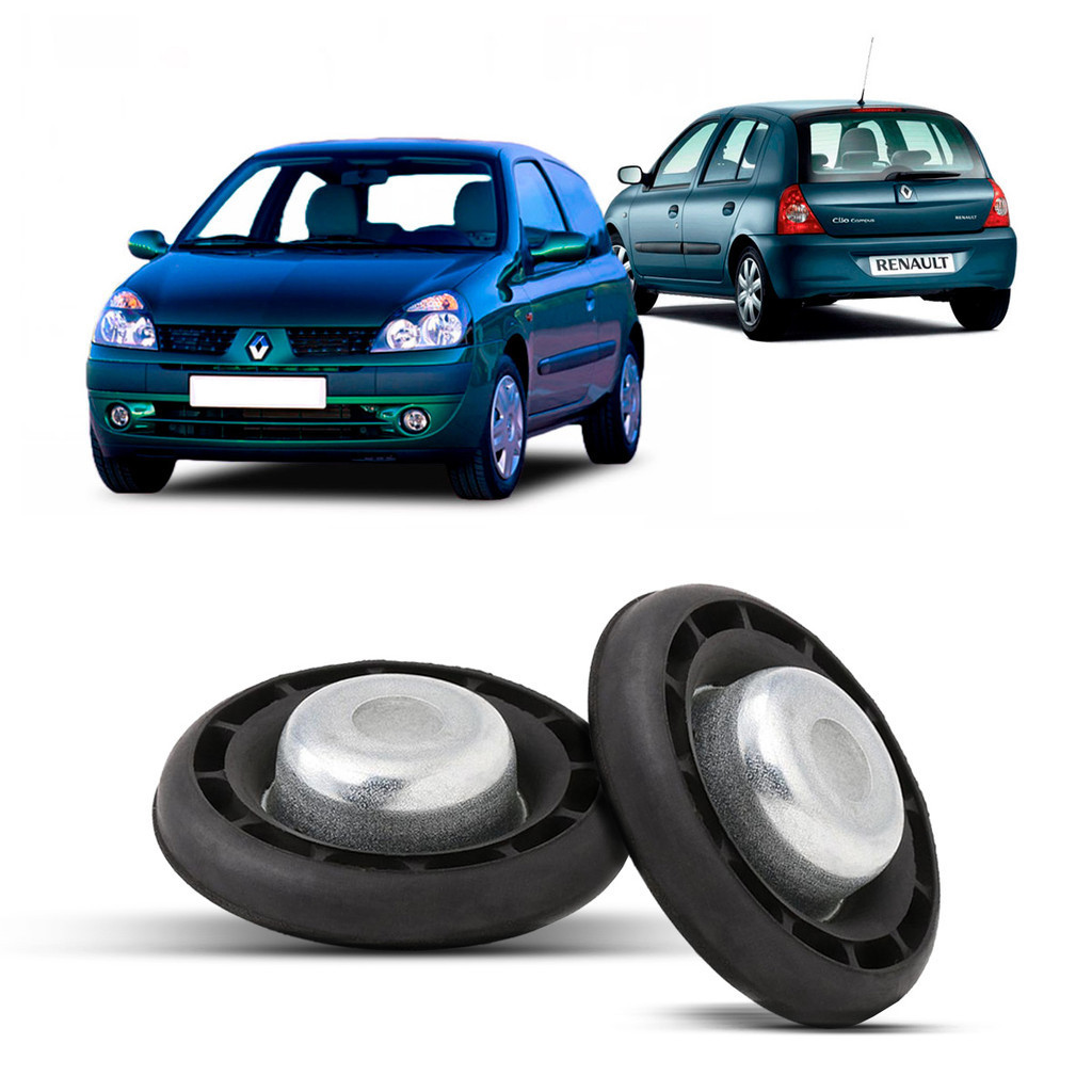 Par Kit Calço Superior Prato Amortecedor Dianteiro Renault Clio 1999 2000 2001 2002 2003 2004 2005 2006