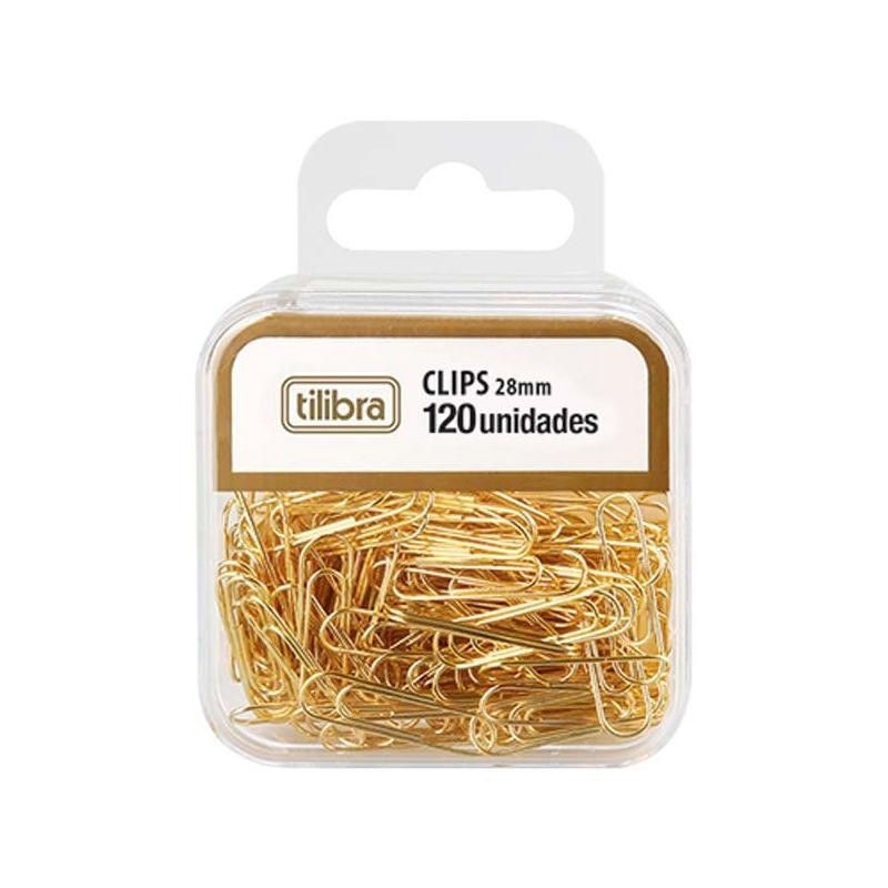 Clips dourado 28mm com 120 unidades 178179 Tilibra - Stationery