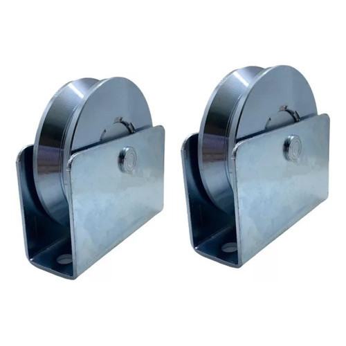Kit 2 Roldana Aço Reforçada Portão De Correr Canal V 3 (7,4 cm) Com Caixa