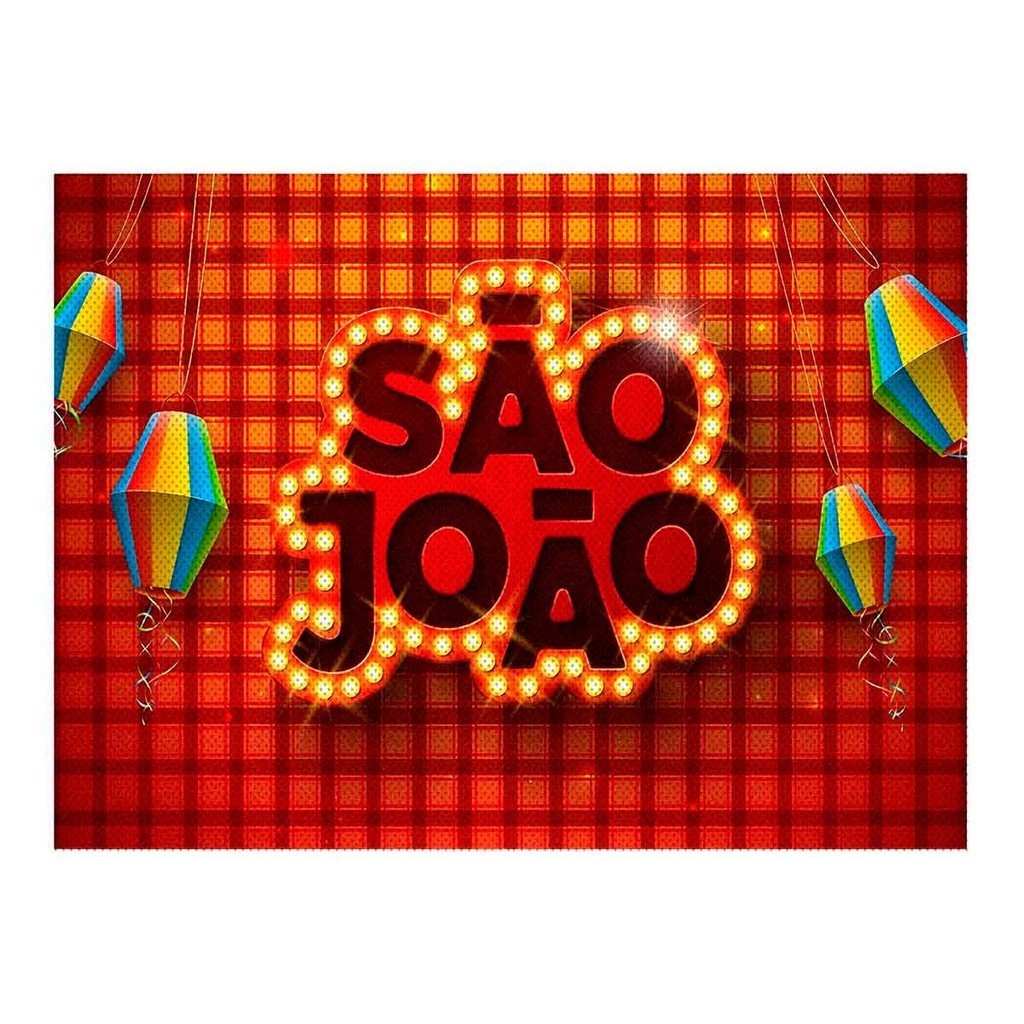 Painel São João em TNT Decoração Festa Junina Xadrez Vermelha Com Balões em Oferta na Shopee