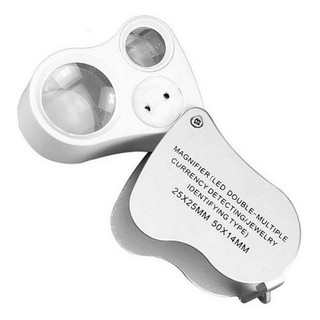 Lupa De Mão 50x 25x Portátil Dobrável Led Uv Detector