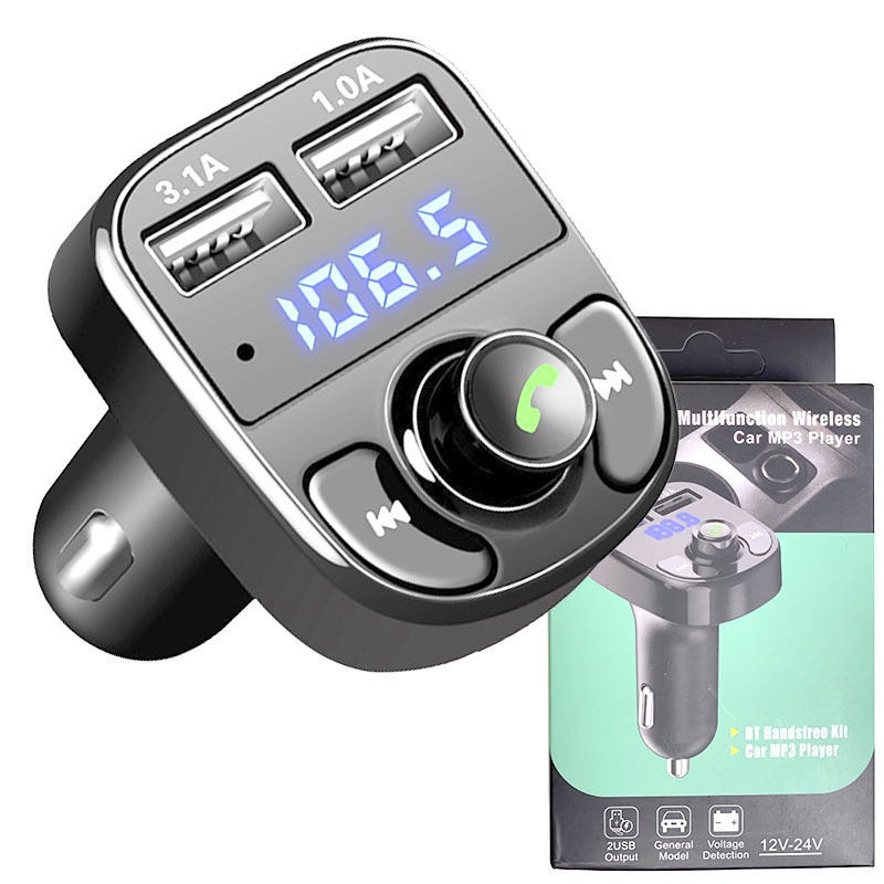 Carregador Carro Transmissor Fm Bluetooth Veicular X8 Mp3 Rádio novo geracao
